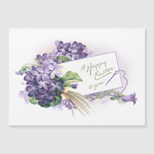 Vintag Happy Oaster Violets Magnetkarte (Vorderseite)