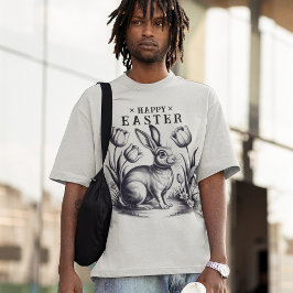 Vintag Happy Ostersonne mit Tulips Retro Tinte T-Shirt