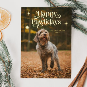 Vintag Happy Pawlidays Dog Foto Weihnachten Folien Feiertagskarte