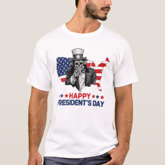 Vintag Happy Präsidenten Day Uncle Sam Skull Ameri T-Shirt