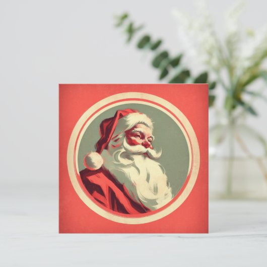 Vintag Happy Santa Feiertagskarte (Stehend Vorderseite)