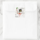 Vintag Happy Snowman Weihnachtsgeschenk-Tag Quadratischer Aufkleber (Tasche)