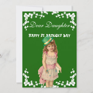 Vintag Happy St Patricks Day Daughter Rosa Kleid Feiertagskarte