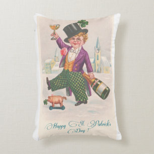 Vintag Happy St Patricks Day Kleeblatt Champagne Zierkissen