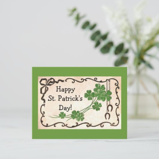 Vintag Happy St. Patrick's Day! Postkarte (Stehend Vorderseite)