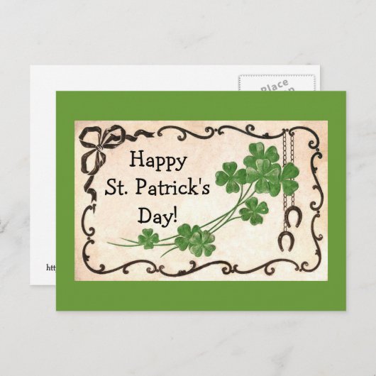 Vintag Happy St. Patrick's Day! Postkarte (Vorne/Hinten)