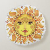 Vintag Happy Sun Rundes Kissen (Rückseite)