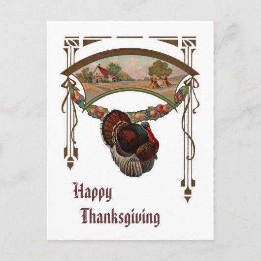 Vintag Happy Thanksgiving Postkarte (Vorderseite)
