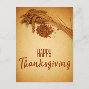 Vintag Happy Thanksgiving Wheat Corn Feiertagspostkarte