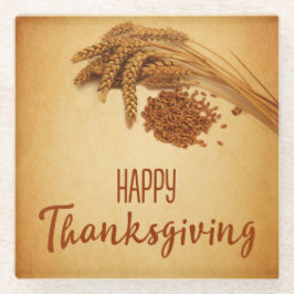 Vintag Happy Thanksgiving Wheat Corn Glasuntersetzer