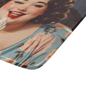 Vintag Happy Woman Eating Ice Creme Schneidebrett (Ecke)