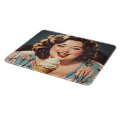 Vintag Happy Woman Eating Ice Creme Schneidebrett (Ecke)