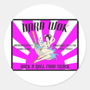 Vintag Hard Wok Cafe Sign Runder Aufkleber