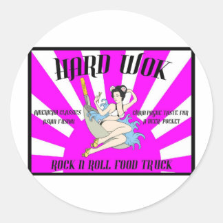 Vintag Hard Wok Cafe Sign Runder Aufkleber