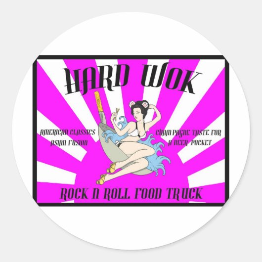 Vintag Hard Wok Cafe Sign Runder Aufkleber (Vorderseite)