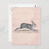 Vintag Hare Bunny Rabbit Illustration - Kaninchen Postkarte (Vorne/Hinten)