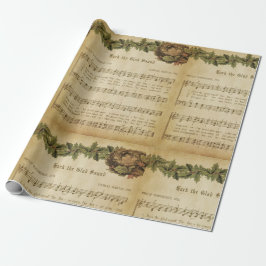 Vintag Hark The Glad Sound Weihnachtsschrift Geschenkpapier
