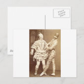 Vintag Harlequin & Clown Postkarte (Vorne/Hinten)