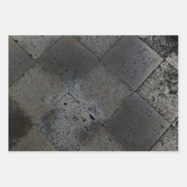 Vintag Harlequin Inspiriert Metallic Gray Texture Geschenkpapier Set