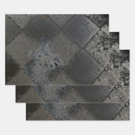 Vintag Harlequin Inspiriert Metallic Gray Texture Geschenkpapier Set