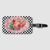 Vintag Harlequin Pink Roses Gepäckanhänger (Vorderseite (Horizontal))