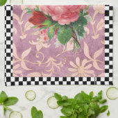 Vintag Harlequin Pink Roses Geschirrtuch (Gefaltet)