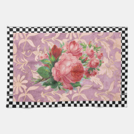 Vintag Harlequin Pink Roses Geschirrtuch