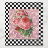 Vintag Harlequin Pink Roses Weinetikett (Einzelnes Label)