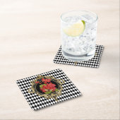 Vintag Harlequin Red Begonias Rechteckiger Pappuntersetzer (Vor Ort)