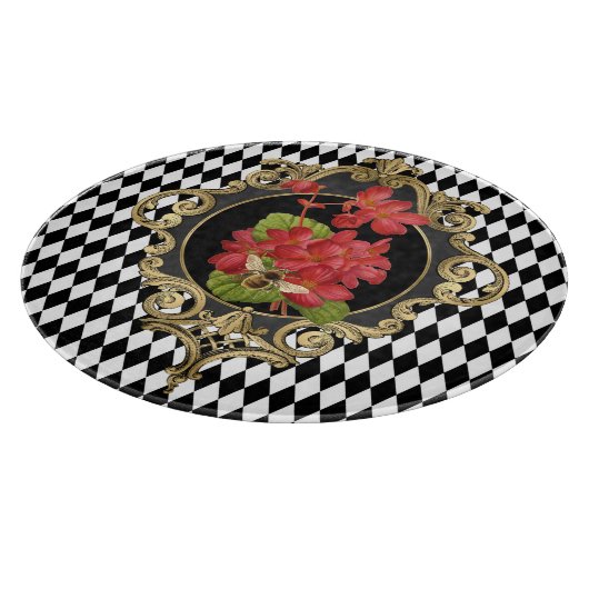 Vintag Harlequin Red Begonias Schneidebrett (Ecke)