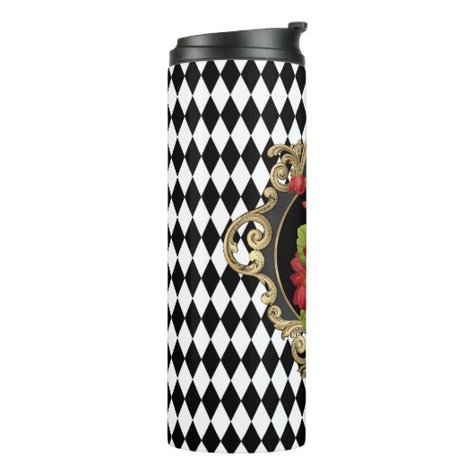 Vintag Harlequin Red Begonias Thermosbecher (Nach links gedreht)