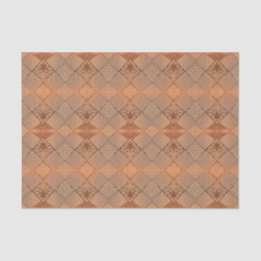 Vintag Harlequin Sepia Texture Diamond Muster Seidenpapier (Vorderseite)