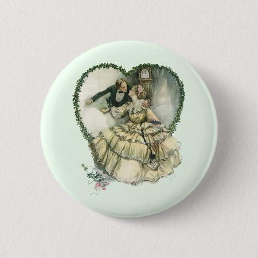 Vintag Harrison Fisher, Weihnachtsbräune und Gräue Button (Vorderseite)