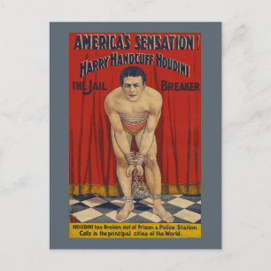 Vintag Harry Handcuff Houdini - The Jail Breaker Postkarte