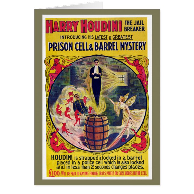 Vintag Harry Houdini Prison Cell & Barrel Mystery (Vorne)