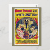 Vintag Harry Houdini Prison Cell & Barrel Mystery Postkarte (Vorne/Hinten)