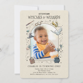 Vintag Harry Potter Erster Geburtstag - Foto Einladung
