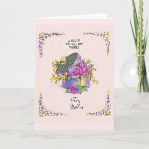 Vintag-Hat-Box mit Blume Muttertagskarte Karte