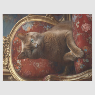 Vintag Havana Cat Portrait Regal Decoupage Seidenpapier