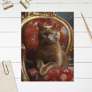 Vintag Havana Cat Portrait Regal Malerei Postkarte
