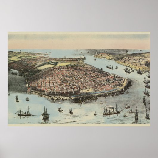 Vintag Havanna Cuba Pictorial Map (1851) Poster (Vorne)