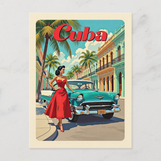 Vintag Havanna Kuba Klassisches Auto Retro Reisen Postkarte (Vorderseite)
