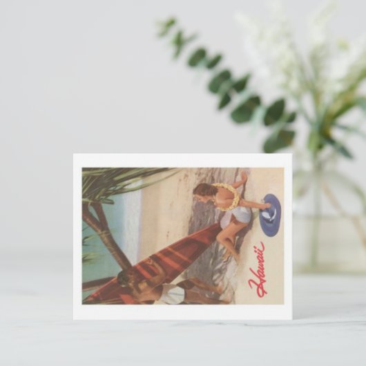 Vintag Hawaii Beach Postcard Postkarte (Stehend Vorderseite)