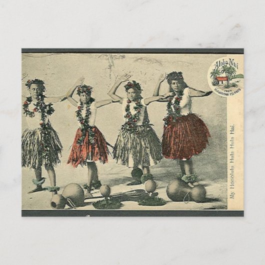 Vintag Hawaii Hula Dancers Postcard Postkarte (Vorderseite)