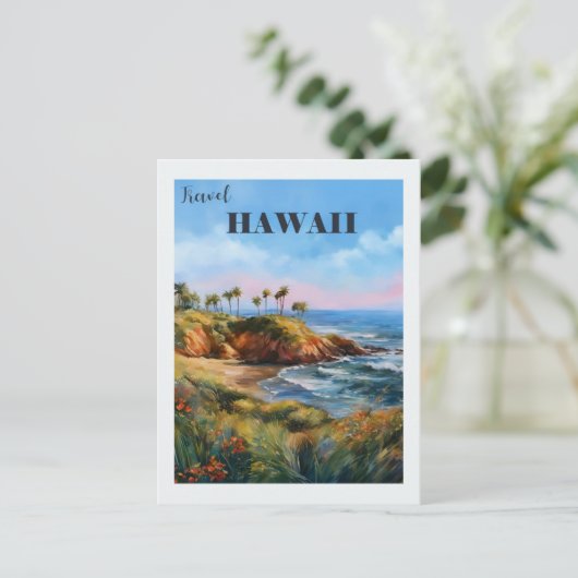 Vintag Hawaii Island Retro Travel Postkarte (Stehend Vorderseite)