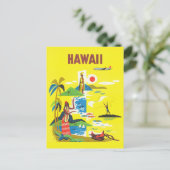 Vintag Hawaii Island Retro Travel Postkarte (Stehend Vorderseite)