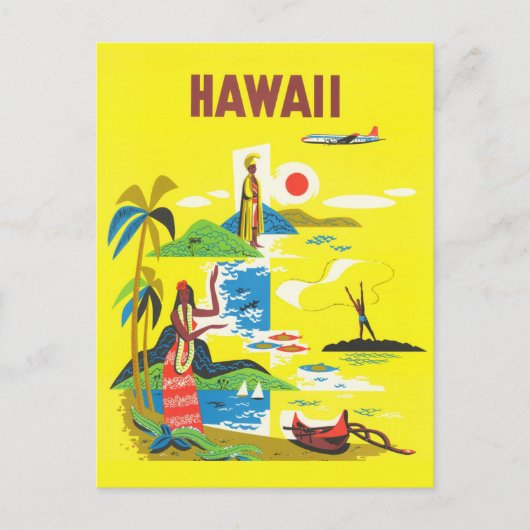 Vintag Hawaii Island Retro Travel Postkarte (Vorderseite)