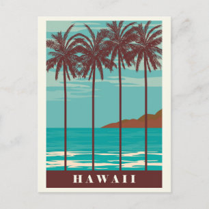 Vintag Hawaii Ocean Beach Palm Tree Postkarte