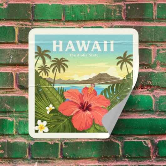 Vintag Hawaii Quadratischer Aufkleber