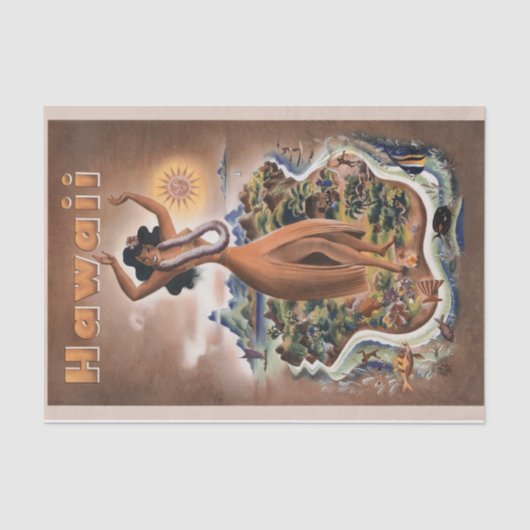 Vintag Hawaii Reisen Aloha! Seidenpapier (Vorderseite)